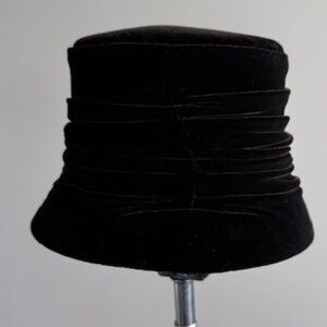Custom made rich Chocolate Brown velvet cloche with ruching